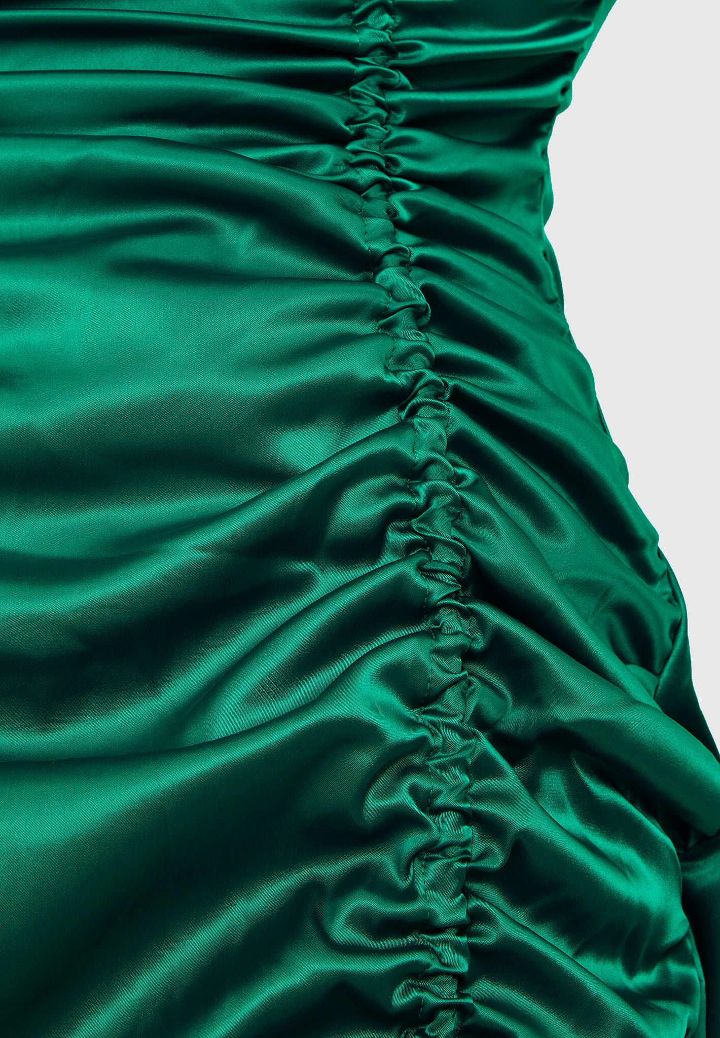 Ruched Satin Mini Dress - Green ...